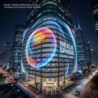 Mur vidéo LED transparent de qualité architecturale, visible en plein jour, pour façade de bâtiment en verre extérieur