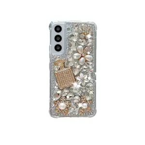 Groothandel 3d Handgemaakte Kristallen Steentjes Diamant Hard Acryl Voor Telefoon 15 Hoesje Voor Samsung Galaxy Z Fold 5 4 3 2 Cel Cover