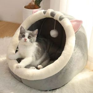 Winter Warm Faltbar Baumwolle Solid Wasch bar Langlebig Komfortabel Cat Kennel Niedliches Design Universal Semi-Closed Pet <span class=keywords><strong>Bed</strong></span> für - Product Image 5