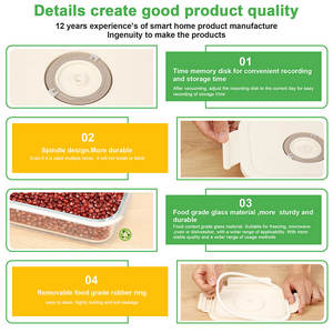 Recipiente de Vidrio de Borosilicato de Alta Calidad con Sellado al Vacío para Frescura Duradera: Tapa de PP Engrosada con Disco de Memoria de Tiempo Compatible con Bombas de Vacío - Product Image 3