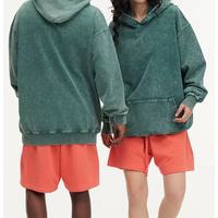 350 gram 100% puur katoenen retro acid-washed distressed hoodie met verbleekte en verouderde Franse wollen lus, aangepast logo