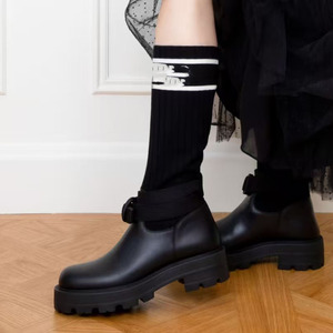 Genuine Leather Chelsea <b>Boots</b> Ankle Round Toe Buckle Strap Solid Color Anti-Slippery Rubber Outsole All Seasons - Product Image 2