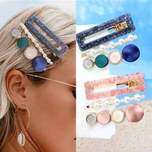 2019新しい女性のバレットセット韓国のシミュレートされたパールゴールドヘアクリップヘアグリップヘアアクセサリーガールズジュエリーファッションヘアピン - Product Image 6