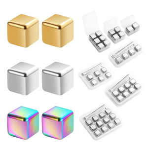 Forma di cubo Riutilizzabile In Acciaio Inossidabile Pietre del Whisky Cubetti di Ghiaccio Stones Chilling con Pinze e Scatola di Immagazzinaggio, confezione da 8 - Product Image 4