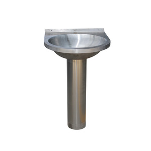 Lavabo de Pedestal de Acero Inoxidable Changwang, Lavabo Redondo de una Pieza de Acero 304 con un Solo Orificio para Baño - Product Image 1