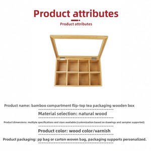 Desktop Rectangle Storage <b>Box</b> with Compartments Flip-Top Lid for <b>Tea</b> & Coffee Packaging Food Use Transparent Acrylic - Product Image 6