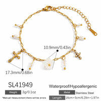 Bracelet SUMMLY18K en acier inoxydable plaqué or avec un tempérament élégant et une fleur incrustée de diamants, bracelet croix polyvalent