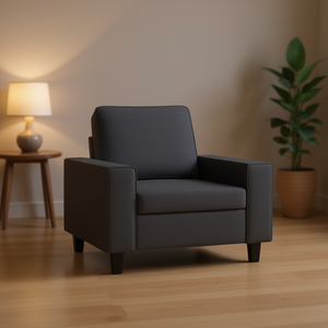 Sillón Individual Rectangular Gris Oscuro para Sala de Estar, Hecho de Poliéster Resistente - Product Image 2