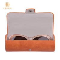 Étui à lunettes vintage haut de gamme en cuir PU, portable, semi-rigide, avec bouton-pression, logo personnalisé disponible