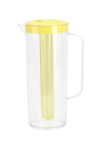 Carafe en plastique de qualité alimentaire 2,0 L avec 2 inserts interchangeables : infuseur et noyau à glace – Carafe d'été en plastique avec insert