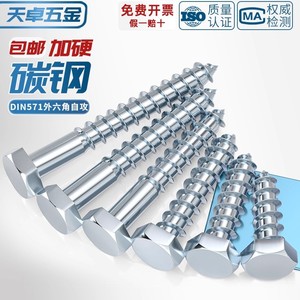 Hexagonal Head Self Tapping Wood Screws Fully Threaded Zinc Plated Grade A Level 4.8 For Construction Industry - Product Image 4