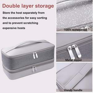 Valise à double couche imperméable et durable, sac de voyage pour outils de coiffure, fermeture éclair, accessoires de coiffure, rangement, sac de barbier - Product Image 3