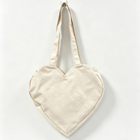 Sac fourre-tout en toile en forme de cœur, personnalisé, pour le quotidien, avec longues bandoulières, vente en gros