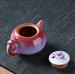 Théières rétro de haute qualité pour le thé Kung Fu, 250 ml, en céramique avec glaçure changeante au four, cadeau exquis pour les amateurs de thé - Product Image 2