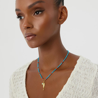 Collier pendentif poisson personnalisé en gros avec tour de cou perlé turquoise émail pendentif poisson oeil de diable cadeau pour elle