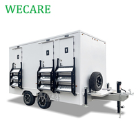 WECARE Toilettes mobiles portables de luxe à 3 cabines pour camping, douche, salle de lavage, toilettes extérieures, remorque