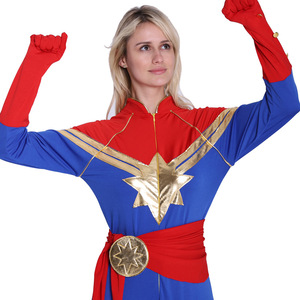 <b>Captain</b> <b>Marvel</b> Kids <b>Costume</b> Jumpsuit Red Blue Gold Girls Avengers Cosplay Outfit Stage Wear - Product Image 3