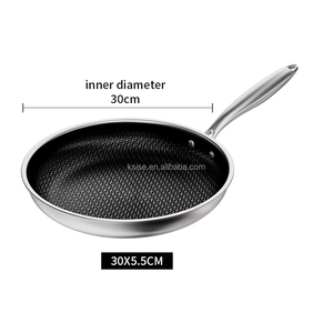 304 Multi-ply Stainless Steel Honeycomb 28cm 30cm 32cm <strong>Fry</strong> <strong>Pan</strong> Kitchen Three-layer Steel Cooking <strong>Fry</strong> <strong>Pan</strong> - Product Image 5