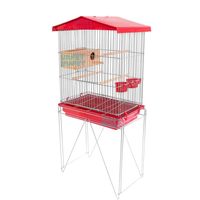 Cage à oiseaux grande capacité avec support métallique, nichoir en bois, plusieurs perchoirs, mangeoires, idéale pour les perroquets de taille moyenne, utilisation en intérieur