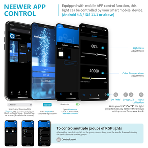 Aviation Aluminium <span class=keywords><strong>Neewer</strong></span> <span class=keywords><strong>2</strong></span> Packs 660 LED Lumière Vidéo Avec APP Contrôle Photographie Kit D'éclairage Vidéo Avec Supports De Lumière - Product Image 6
