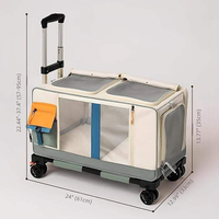 Valise à roulettes carrée pliable et portable pour animaux de compagnie, grande capacité, respirante, écologique, élégante, avec fermeture éclair