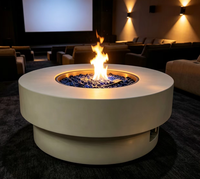 Brasero moderne surdimensionné au gaz naturel, table de feu autoportante en béton de grande capacité pour la décoration de villas, patios et cours extérieures