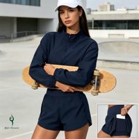Shorts faux deux pièces à séchage rapide pour femme avec doublure intégrée