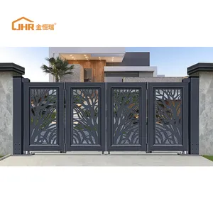 JHR clôture de jardin privé décorative moderne en aluminium, barrière pivotante à double pliage et porte d'allée pour maison