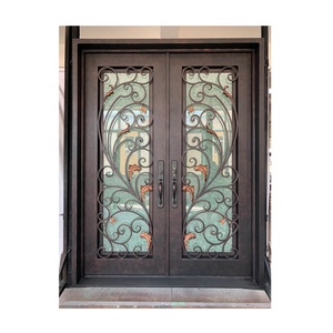 Dernière conception élégante porte d'entrée principale en fer forgé à coupure thermique - Product Image 2