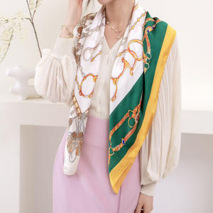 Écharpe carrée en twill uni pour femmes musulmanes, motif licorne imprimé, printemps été, 90x90cm - Product Image 2