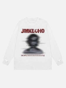 T-shirt décontracté à manches longues pour homme, en coton imprimé, col rond, style oversize, pour l'automne - Product Image 1