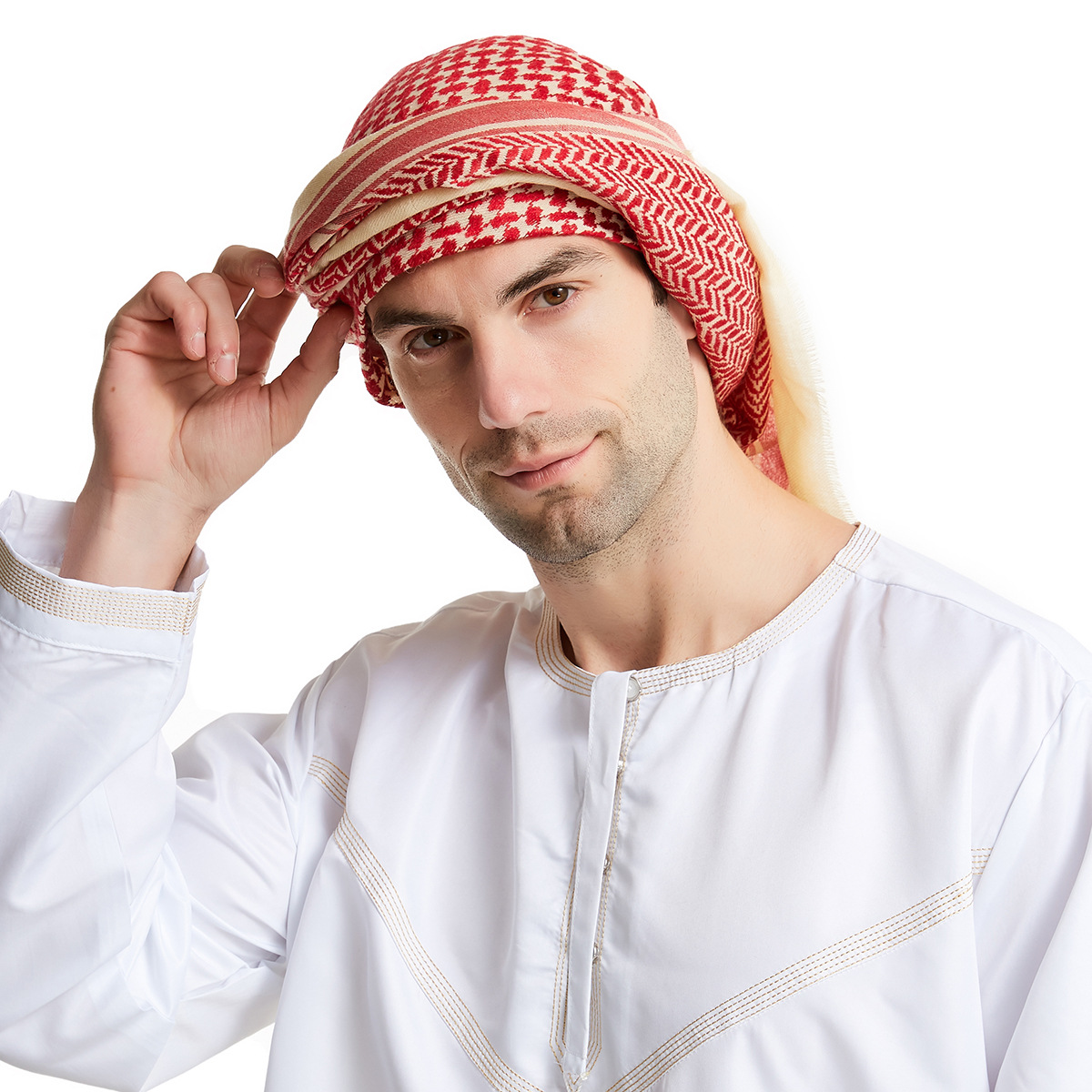 Arab Keffiyeh Turban épais Musulman Hijab Shemagh Polyester Moyen-Orient Arafat écharpe Tactique Désert, 27-marron