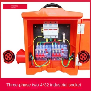 กล่องจ่ายไฟฟ้าอุตสาหกรรมสามเฟสแบบคู่ 32A, ช่องเสียบ 4 แกน, กล่องกันน้ำ ABS สำหรับไซต์ก่อสร้าง - Product Image 2