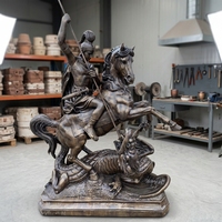 Sculpture de soldat en laiton sur mesure pour jardin extérieur, statues en bronze grandeur nature célèbres, Saint George combat le dragon, artisanat artistique