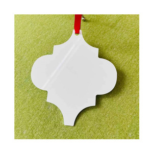Adornos de Metal de doble cara para Navidad, adorno de Navidad de aluminio blanco con cuerda roja - Product Image 6