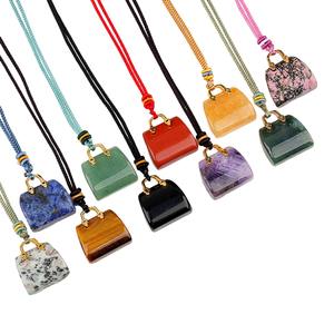 Spécial 25*27MM Sac En Forme De Jaspe <span class=keywords><strong>Rouge</strong></span> Pendentif Coloré Tissé Collier Délicat Cristal Agate Charmes Femmes Bijoux Cadeau De Vacances - Product Image 5
