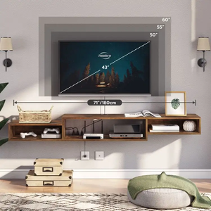 Mesa de consola de televisión flotante, gabinete multimedia, Unidad de centro de entretenimiento, soporte de TV, mesa de madera - Product Image 3