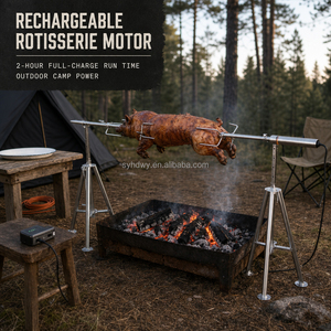 Kit de broche rotative durable avec trépied portable en acier inoxydable pour barbecue, vente en gros d'usine OEM/ODM - Product Image 4