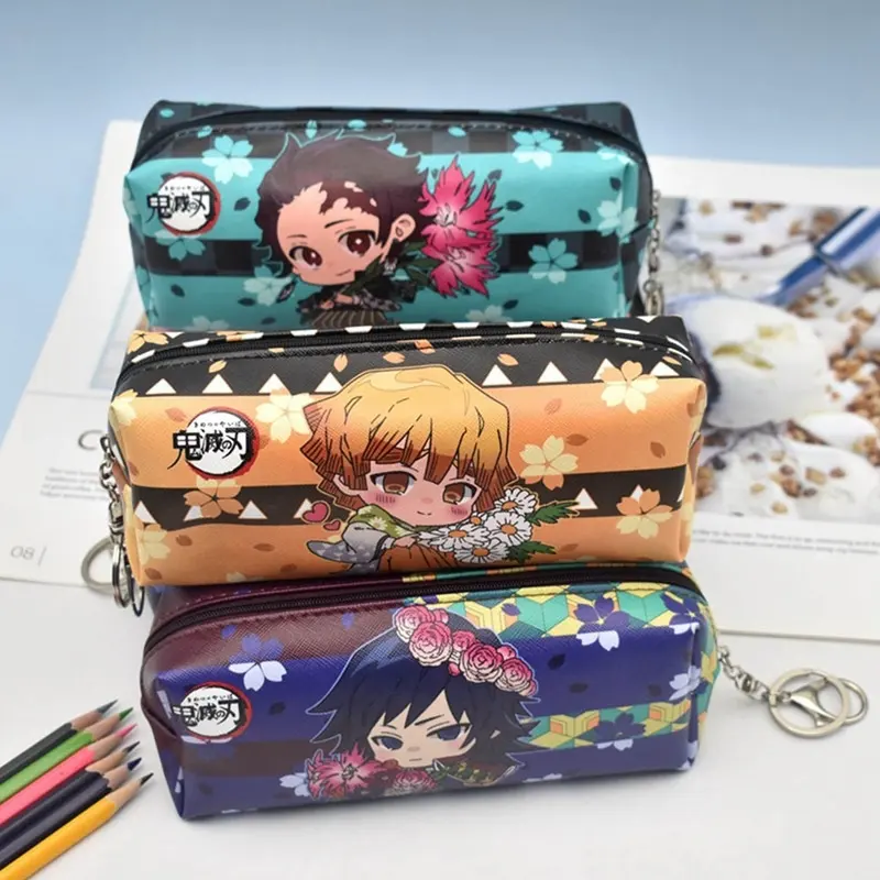 1Pc Anime Demon Slayer: kimetsu Geen Yaiba Multi-Functionele Canvas Studenten Pencil Bag Portemonnee Opslag Kantoorbenodigdheden