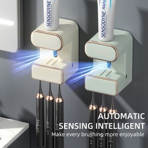 Dispensador automático de pasta de dientes para pared de baño con logotipo personalizado, con 3 ranuras desinfectantes para cepillos de dientes, dispensador automático de pasta de dientes con sensor. - Product Image 4