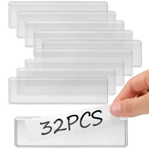 Custom Self Stick Index Card Pockets Clear Plastic Shelf Tag Long Side Open Price Tag Label Holder Self-Adhesive Label Holders