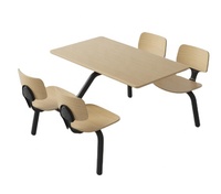 Ensemble table et chaises de restaurant moderne pour 4 personnes, avec plateau en bois écologique et structure en acier durable et facile à nettoyer, idéal pour les centres commerciaux et les écoles