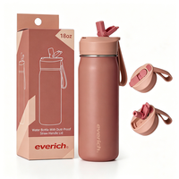 Bouteilles d'eau en acier inoxydable isolées sous vide avec revêtement céramique, personnalisables avec logo Everich, 18 oz, pour le sport