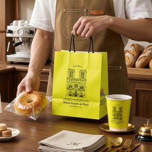Custom Eco-Friendly Recyclable <b>Biodegradable</b> Kraft Paper <b>Packaging</b> Bags with Custom Logo for Bakery Desserts Cakes - Product Image 3