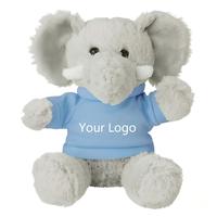 T-shirt personnalisé avec logo brodé, adorable peluche éléphant assis, jouet réconfortant avec rembourrage en coton PP, cadeau pour enfants