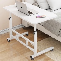 Canapé de salon bon marché Table d'appoint pour ordinateur portable Bureau d'ordinateur de chevet réglable en hauteur avec plateau en bois amovible avec roulettes