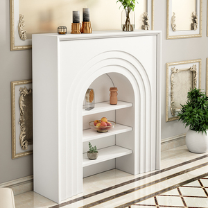 INNOVA Home Contemporary Solid Wood White Color <strong>Mantel</strong> Look Arched Storage <strong>Shelf</strong> for Living Room Entry - Product Image 5