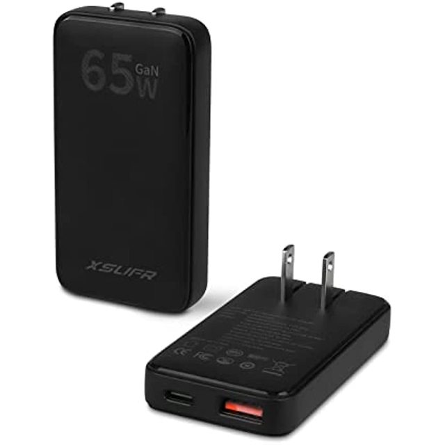 Ultra Slim 65W Gan Super Charger Dual Port Folding Travel Wall Charger SCP OTP Protection Compatible Laptop Mobile Phones PD 3.0