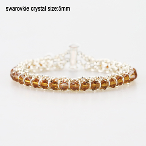 Topacio (noviembre de) de la columna de cristal de <span class=keywords><strong>Swarovski</strong></span> Chainmaille joyería alambre envuelto pulsera - Product Image 1