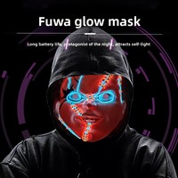 Masque lumineux LED à lumière froide en PVC Fuwa pour maquillage de scène, festivals, fêtes, carnaval, spectacles de danse de rue et création d'ambiance
